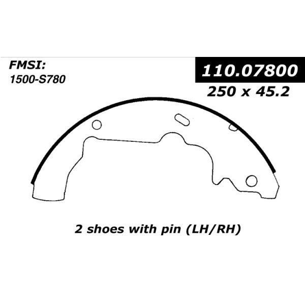 Centric Parts Centric Brake Shoes, 111.07800 111.07800